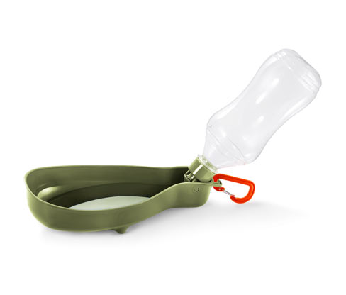 Tchibo - Hunde-Trinkflasche mit integrierter Trinkschale - olivgrün