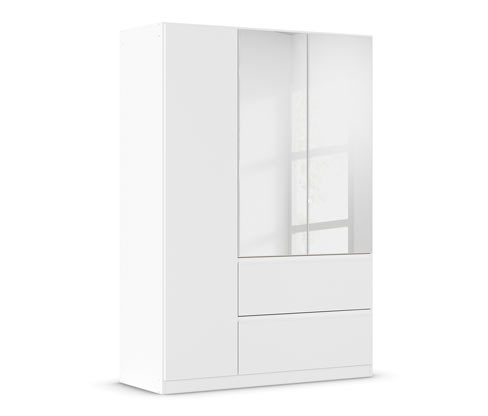 rauch Drehtürenschrank 3-türig mit Spiegel »Joel« - 136x54x197cm - weiß - Holz / Holz