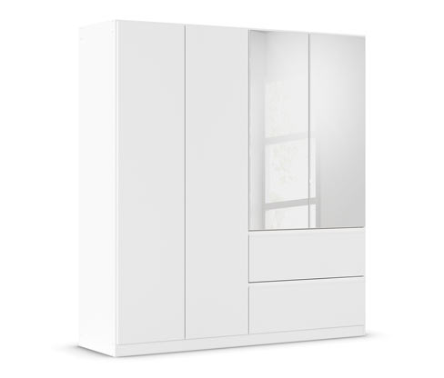 rauch Drehtürenschrank 4-türig mit Spiegel »Joel« - 181x54x197cm - weiß - Holz