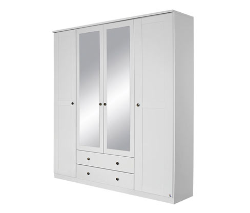 rauch Kleiderschrank »Rosenheim« - 181x56x212cm - weiß - Holz / Glas / Metall