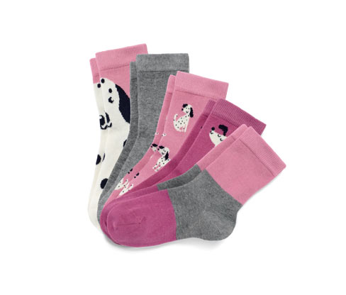 Tchibo - 5 Paar Kinder-Socken - Gr. 31-34 - dunkelrosa/jacquard