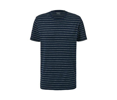 Tchibo - T-Shirt mit Rundhalsausschnitt - Herren - Gr. S - weiß/gestreift