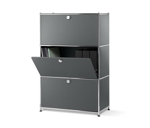 Tchibo - Regal Metall »Cn3« mit 3 Klappenfächern - 77x40x120,5cm - chrom - Stahl / Aluminium / Kunststoff
