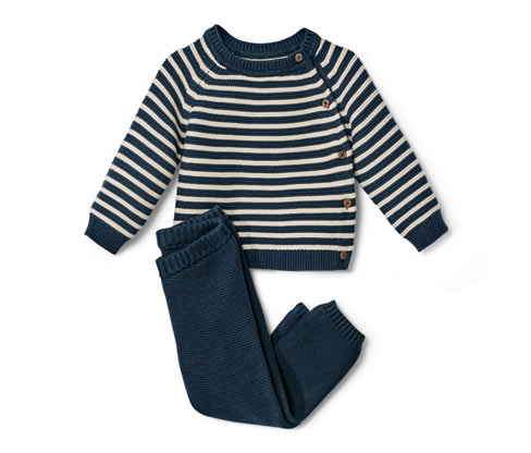 Tchibo - Baby-Strickkombi - Baby - Gr. 74/80 - dunkelblau/gestreift