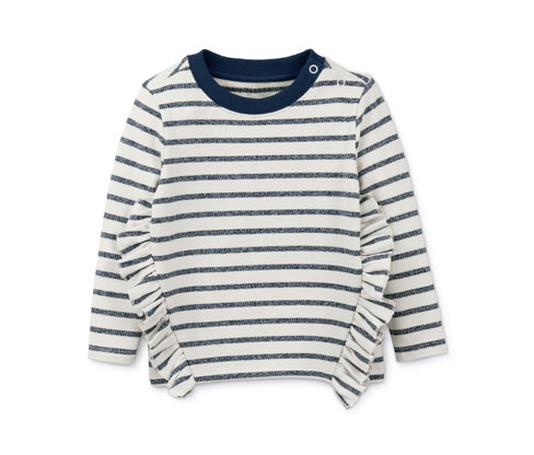Tchibo - Sweatshirt mit Glitzerdetails - Mädchen - Gr. 86/92 - silber/gestreift
