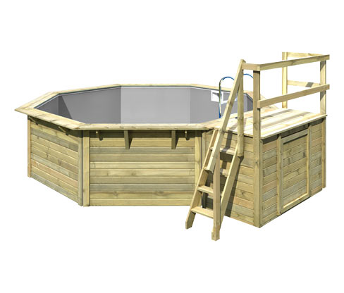 Karibu Gartenpool-Set »Modell 2« inkl. Terrasse - grau
