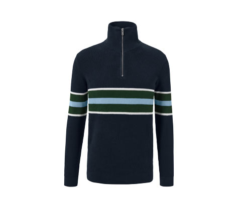 Tchibo - Troyer-Pullover - Herren - Gr. L - hellblau/gestreift