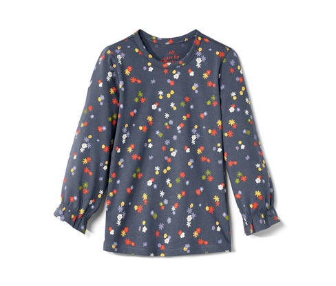 Tchibo - Kleinkind-Langarmshirt - Mädchen - Gr. 122/128 - dunkelblau/geblümt