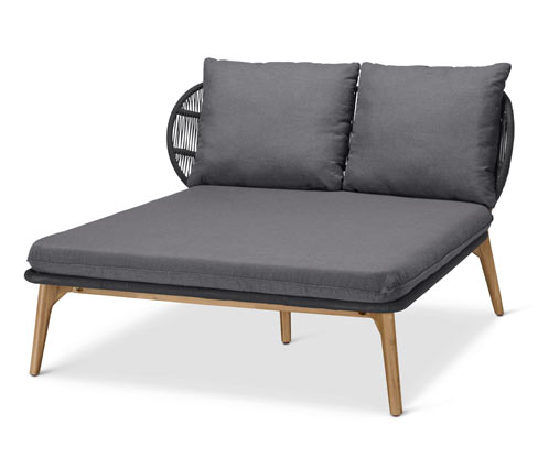 Tchibo - Daybed mit Kopfteil mit Textilgeflecht - 126x150x85cm - schwarz - Akazienholz / Polypropylen / Stahl