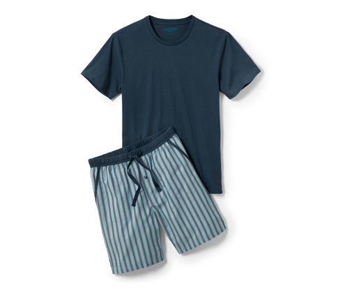 Tchibo - Shorty-Pyjama mit gewebter Hose - Herren - Gr. 5XL - dunkelblau/gestreift