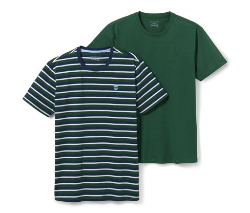 Tchibo - 2 T-Shirts mit Rundhalsausschnitt - Herren - Gr. S - dunkelblau/gestreift