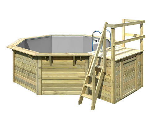 Karibu Gartenpool-Set »Modell 1« inkl. Terrasse - grau