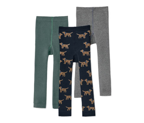 Tchibo - 3 Kinder-Thermoleggings - Gr. 122/128 - dunkelblau/jacquard