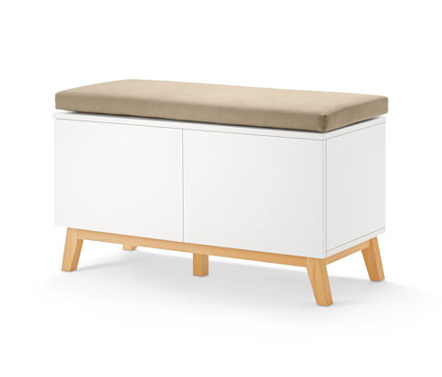 Tchibo - Sitzbank mit Stauraumfächern - 84x38x52cm - beige - Holz / Eschen-Massivholz / Polyester