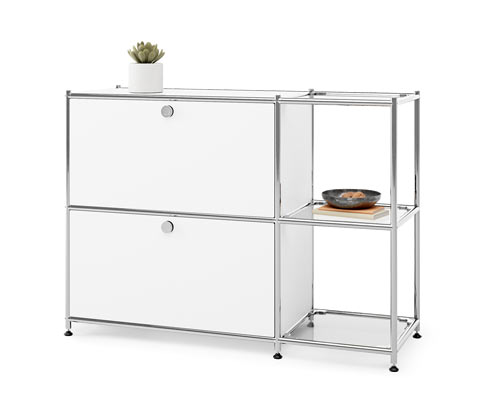 Tchibo - Sideboard Metall »Cn3« mit 2 Klappenfächern - 115x40x82,5cm - chrom - Stahl / Glas / Aluminium