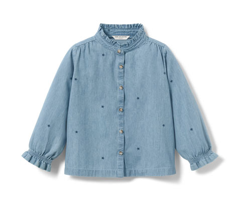 Tchibo - Kinder-Chambray-Bluse - Mädchen - Gr. 86/92 - blau