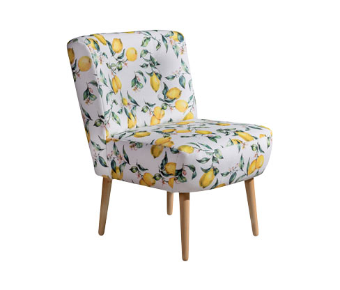 Tchibo - Cocktailsessel »Fiona« mit Zitronenprint - 58x68x78cm - braun - Polyester / Holz / Buchenholz
