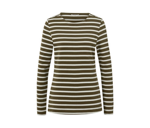 Tchibo - Gestreiftes Langarmshirt - Damen - Gr. M - creme/gestreift