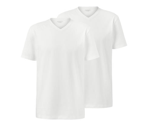Tchibo - 2 T-Shirts mit V-Ausschnitt - Herren - Gr. S - weiß
