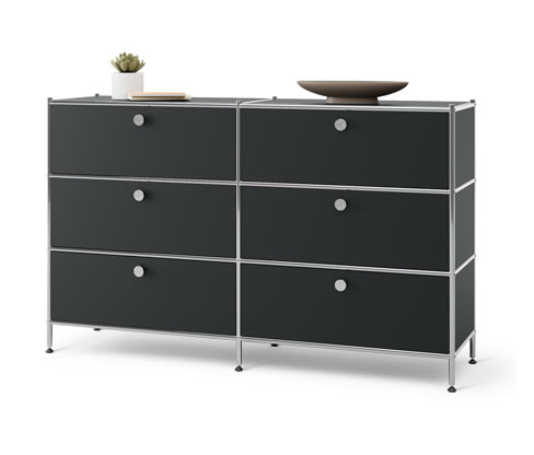Tchibo - Kommode Metall »Cn3« mit 6 Schubladen - 152x40x73,5cm - schwarz - Stahl / Aluminium / Kunststoff