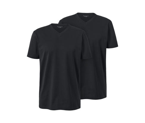 Tchibo - 2 T-Shirts mit V-Ausschnitt - Herren - Gr. S - schwarz