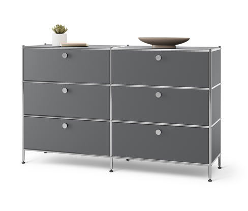 Tchibo - Kommode Metall »Cn3« mit 6 Schubladen - 152x40x73,5cm - chrom - Stahl / Aluminium / Kunststoff