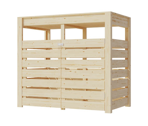 Karibu Mülltonnenbox für 2 Tonnen mit Pflanzdach - 158x88x143cm - naturfarben - Fichtenholz