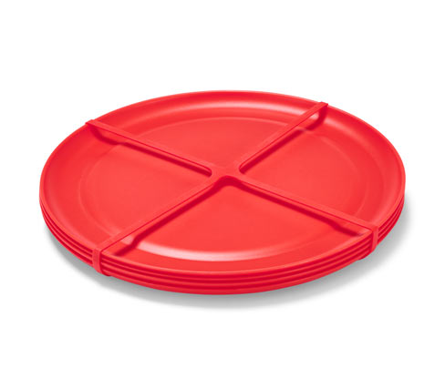 Tchibo - 4 Picknickteller - rot