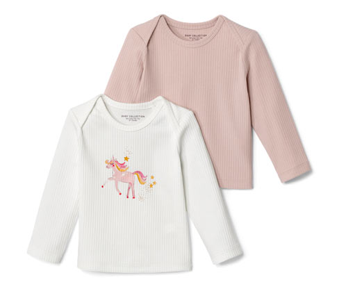 Tchibo - 2 Baby-Rippshirts - Mädchen - Gr. 98/104 - weiß