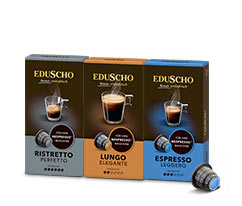 EDUSCHO Probierset – Lungo Elegante, Ristretto Perfetto, Espresso Legero – 3x 10 Kapseln