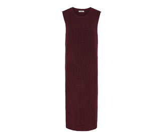 Geripptes Strickkleid, rot