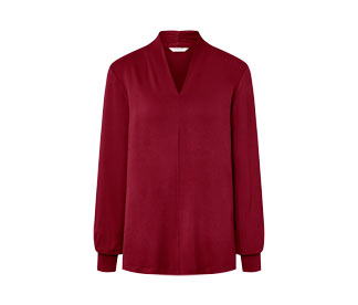 Langarmshirt mit V-Ausschnitt, bordeauxrot