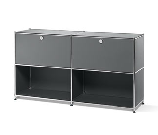 Metall-Sideboard mit 2 versetzbaren Klappenfächern