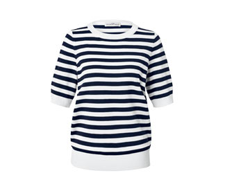 Feinstrick-Pullover, blau-weiß gestreift