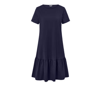 Jerseykleid mit Volant, dunkelblau