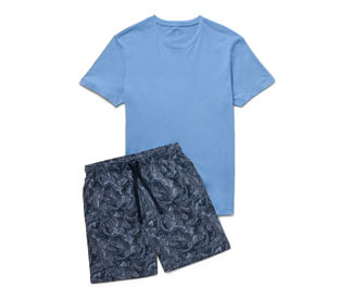 Shorty-Pyjama-Set, blau