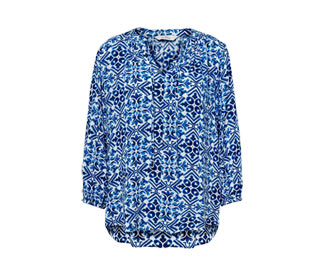 Bedruckte Tunika-Bluse, blau