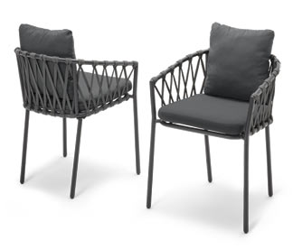 2 Dining-Sessel mit Textilgeflecht