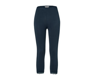 3/4-Leggings mit Spitzenborte, dunkelblau