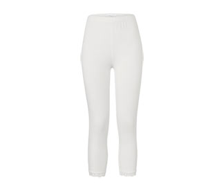 3/4-Leggings mit Spitzenborte, weiß