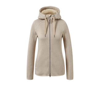 Kapuzen-Strickfleecejacke, sandfarben