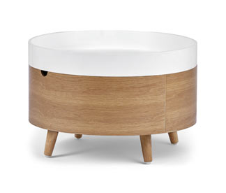 Runder Stauraum-Couchtisch mit abnehmbarem Tablett