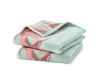 2 Velours-Handtücher im Tropic-Design, türkis