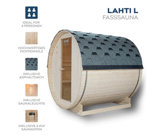 Home-Deluxe-Outdoor-Fasssauna »Lahti L«