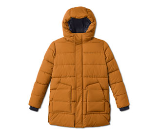 Thermojacke aus recyceltem Material, curry