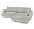 3-Sitzer-Sofa mit Hocker, hellgrau