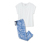Weiß, blau mit weißem Blumen-Alloverprint
