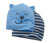 Blau mit Print und Öhrchen und blau-weiß gestreif