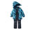 Jacke: dunkelblau-mittelblau-hellblau-weiß gemustert Hose: dunkelblau
