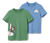 2 Kinder-T-Shirts mit Applikation, blau-grün